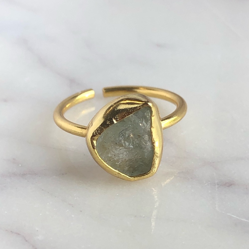 Raw Aquamarine Gold Ring